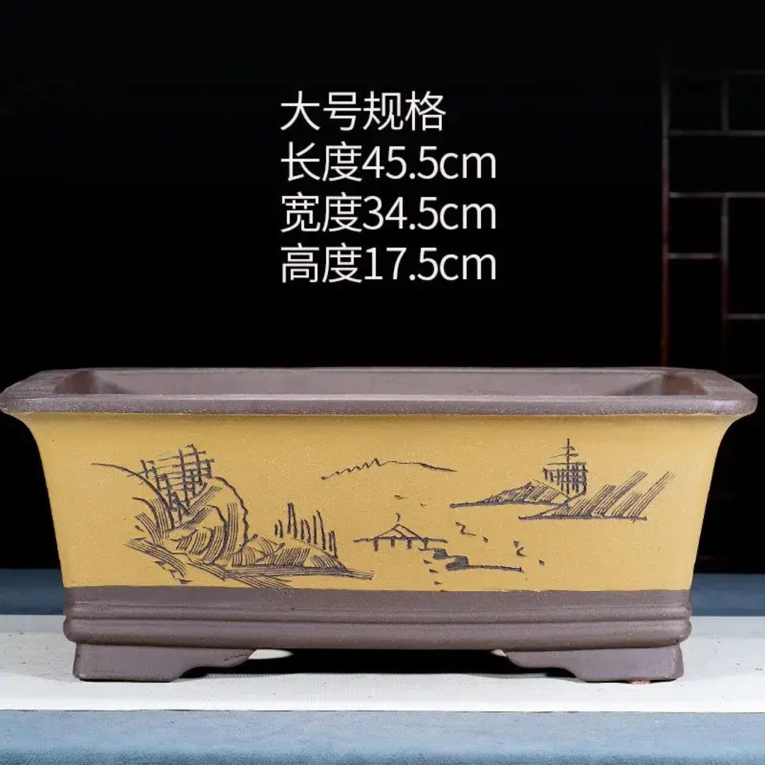 紫砂长方形特大号花盆适合榕树多肉花卉盆景室内造景