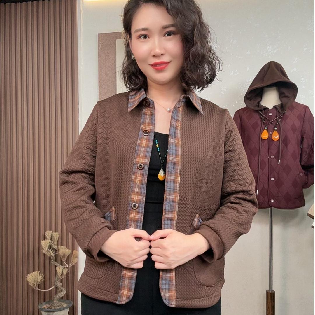 2025新款春秋季新款女装长袖衬衫宽松休闲风中老年妈妈装百搭上衣