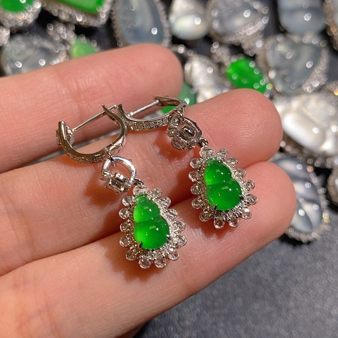 翡翠耳饰18K金镶嵌两用款耳包