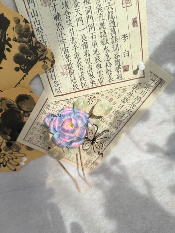 复刻发梳款蚕丝绒花非遗工艺古风发饰日常旗袍配饰