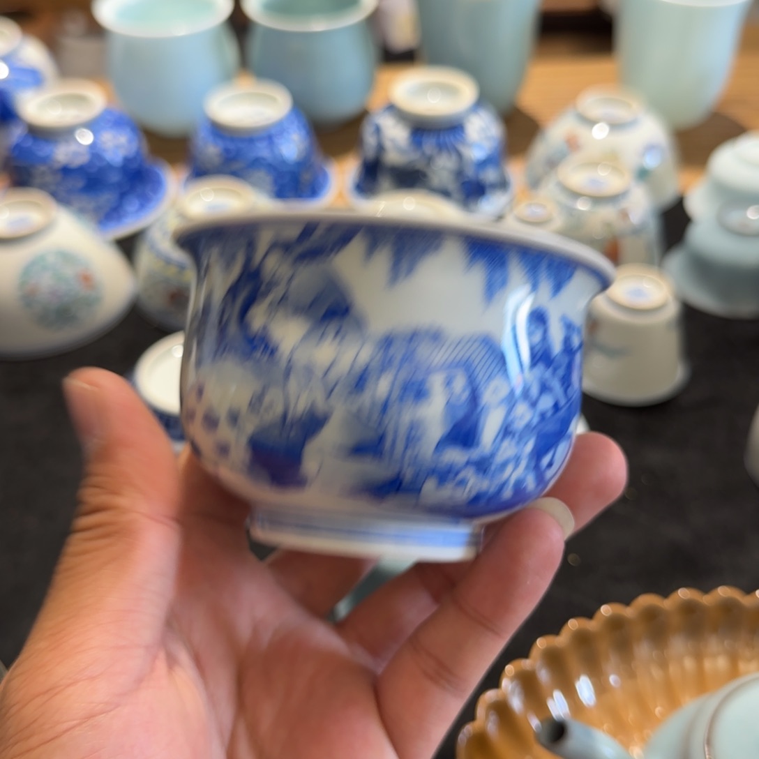 杯歆蕴山房青花鱼家乐大炉式杯