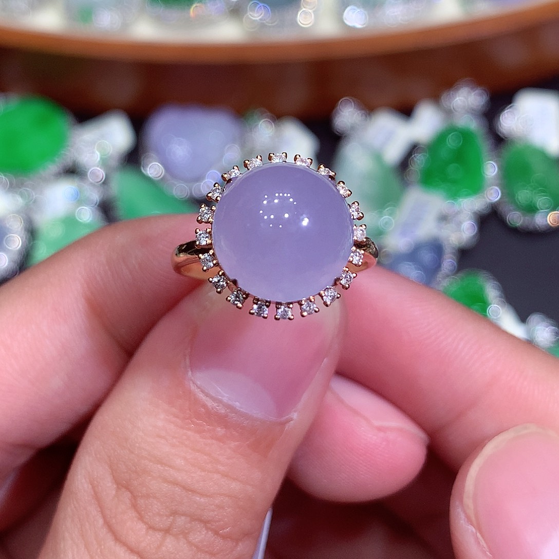 翡翠吊坠(不含链)18K金镶嵌