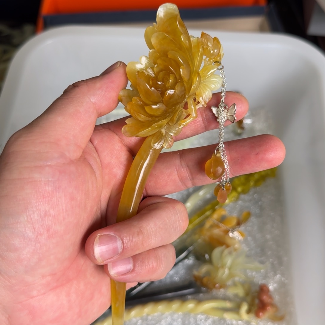 岫玉发饰未镶嵌明君玉簪就是好看