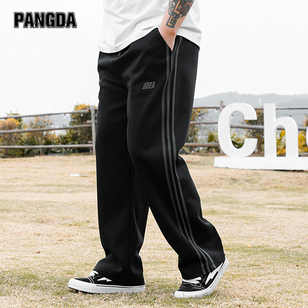 【吊染直筒卫裤】PANGDA大码男春款宽松潮流弹力印花松紧长裤