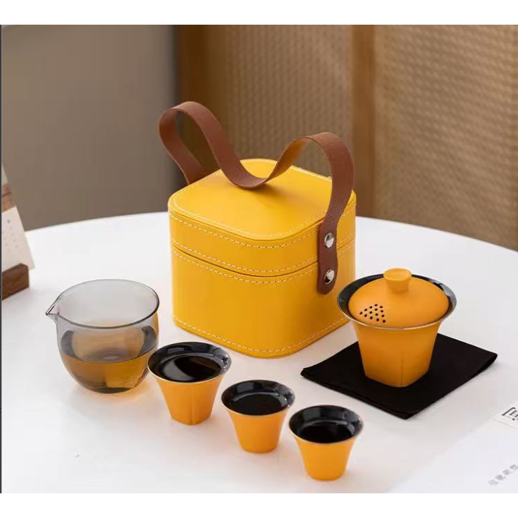 KK0888-橙西旅行套路宝釉一壶四杯(带包)