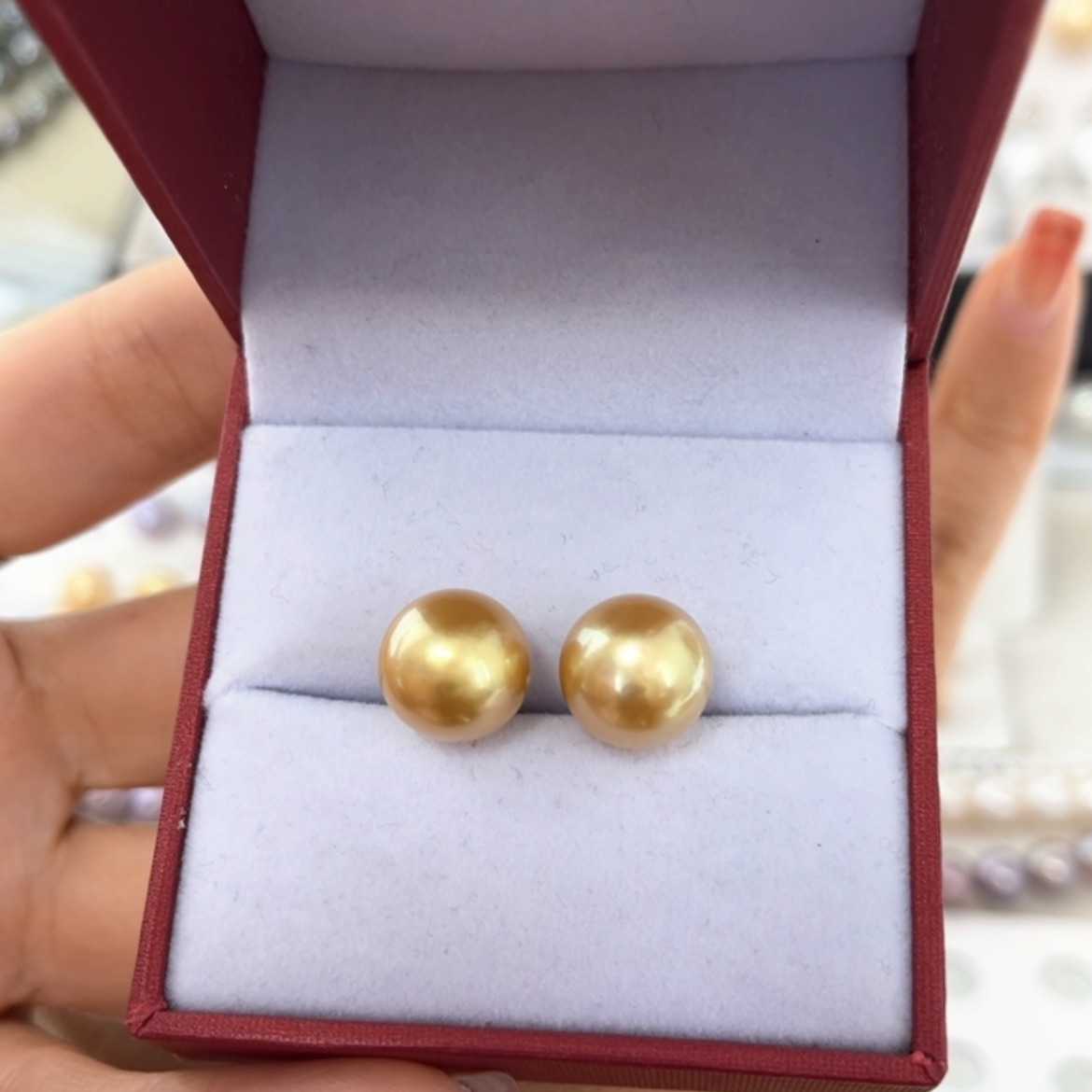 【闪购商品】银S925镶嵌耳饰海水珍珠11-12点位