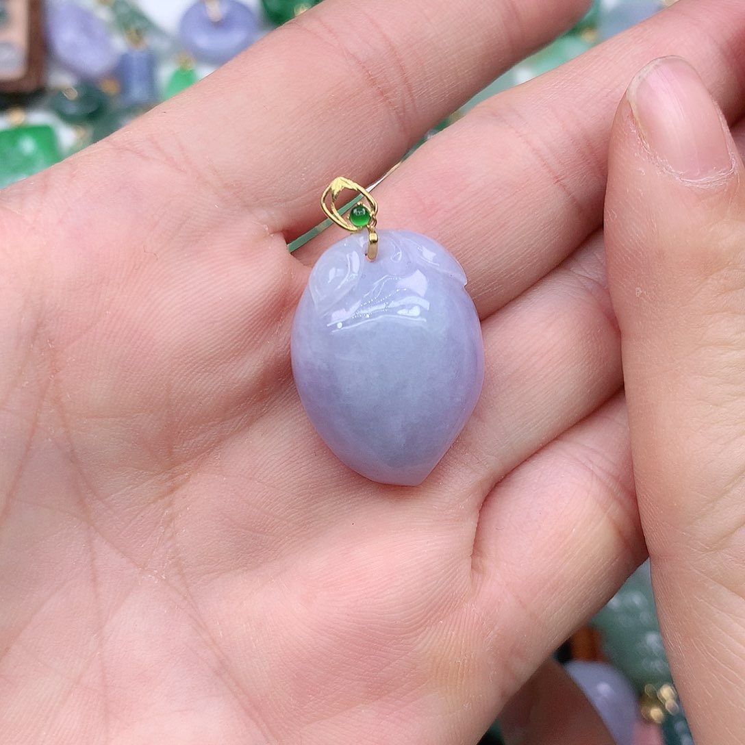 翡翠吊坠(不含链)18K金镶嵌