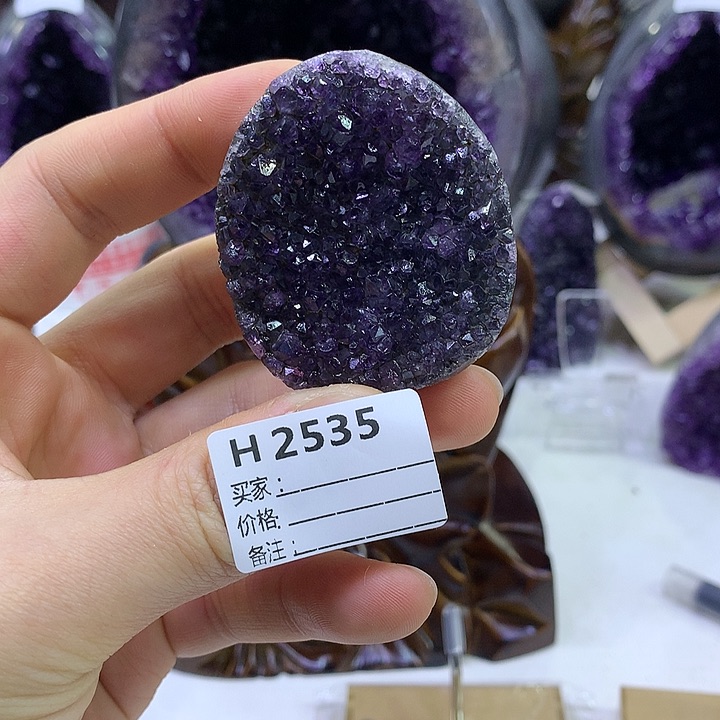 水晶紫水晶未镶嵌镜*子2535