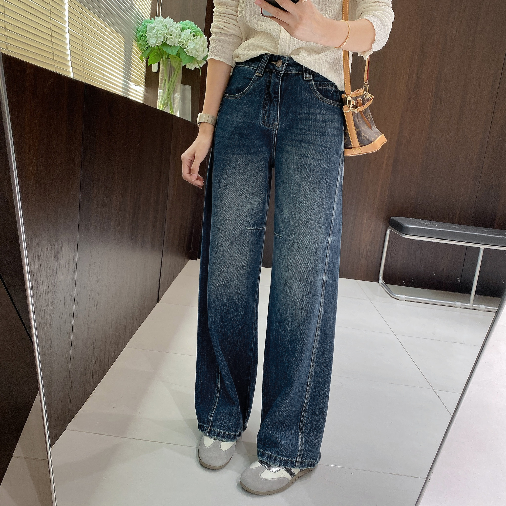IMFLY金小金自制女装 牛仔裤DYK2813早秋复古宽松百搭牛仔裤女