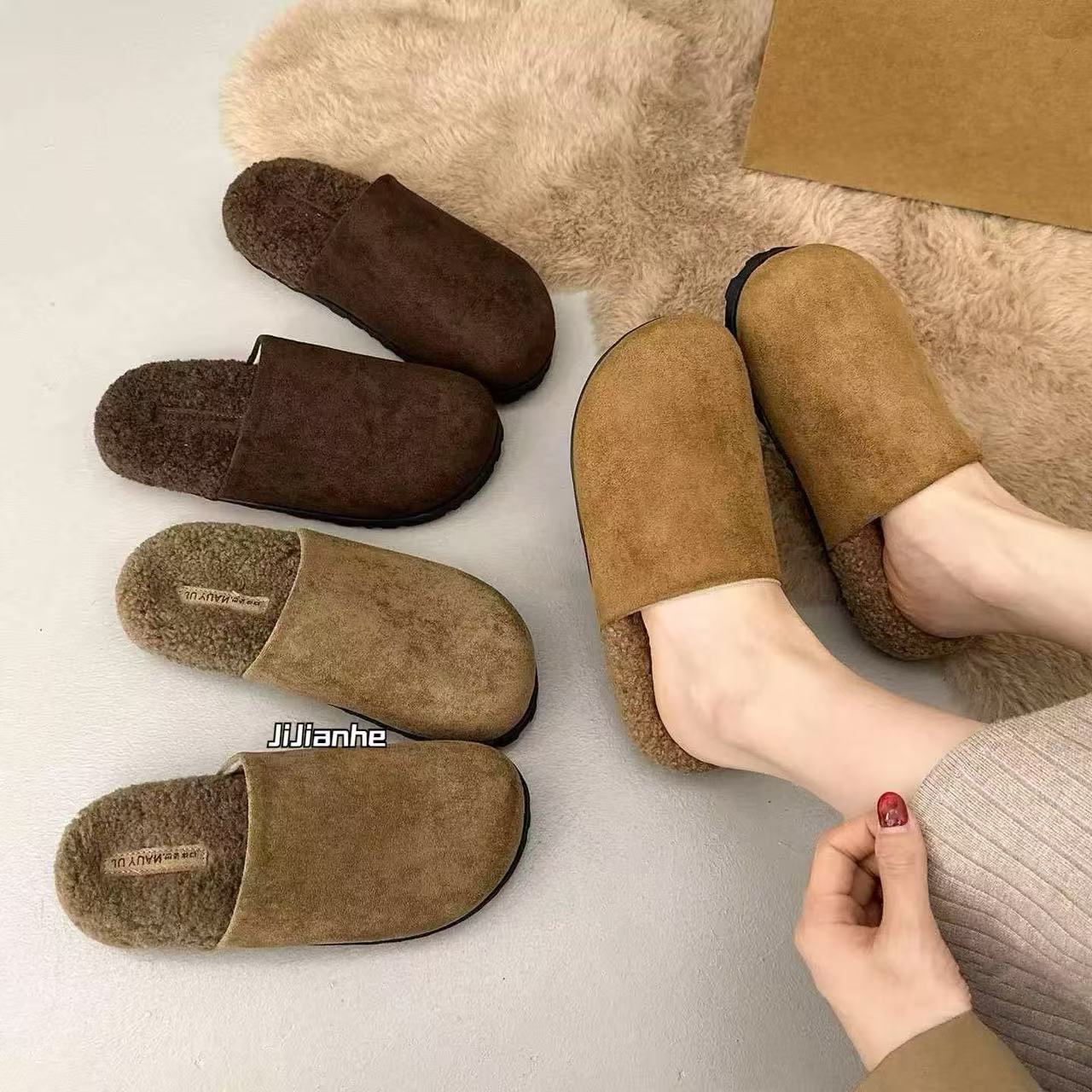 秋冬休闲款法式拖鞋女新款配裙子包头拖鞋A28