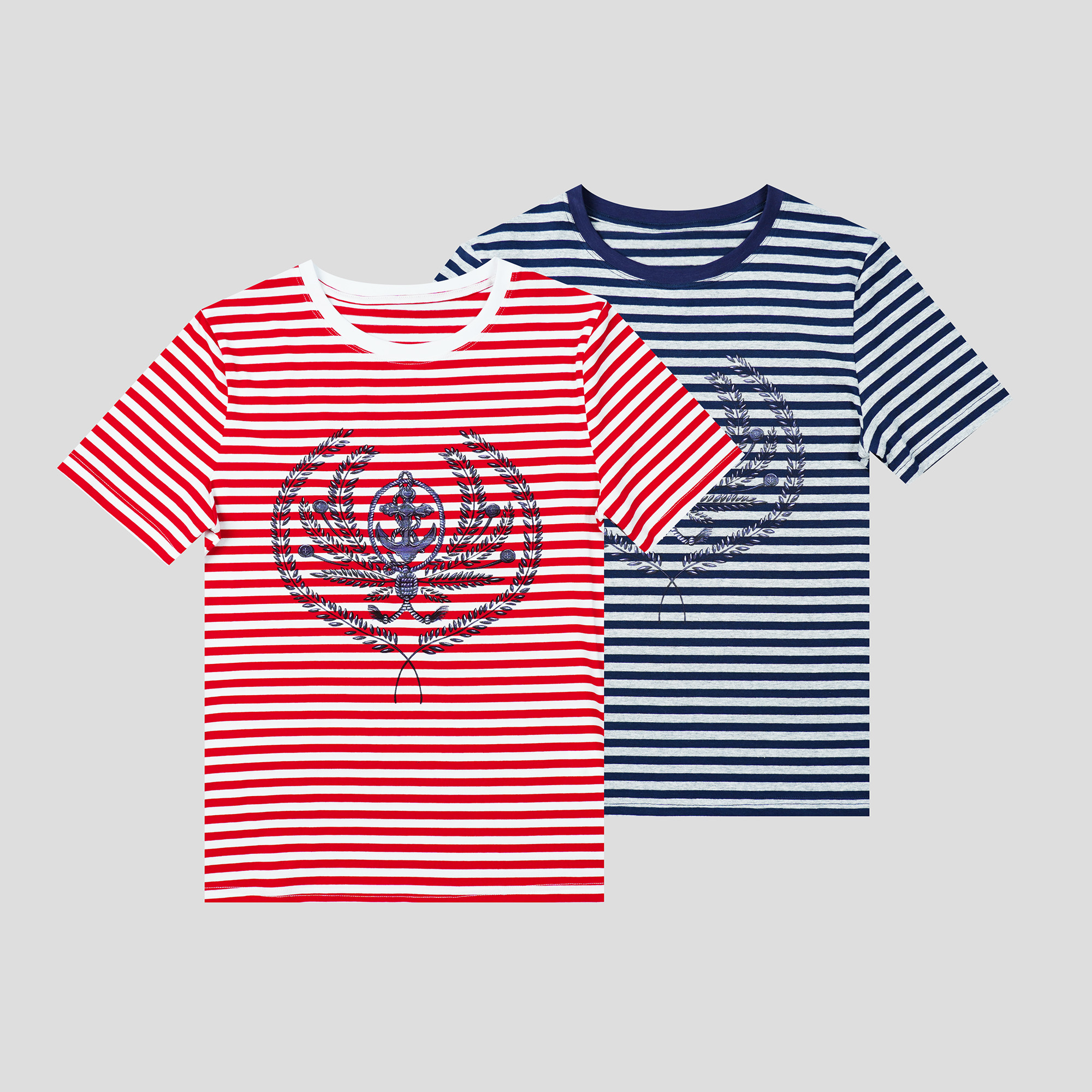 安安推荐【初见】夏日通勤百搭条纹圆领短袖TXS51127255K