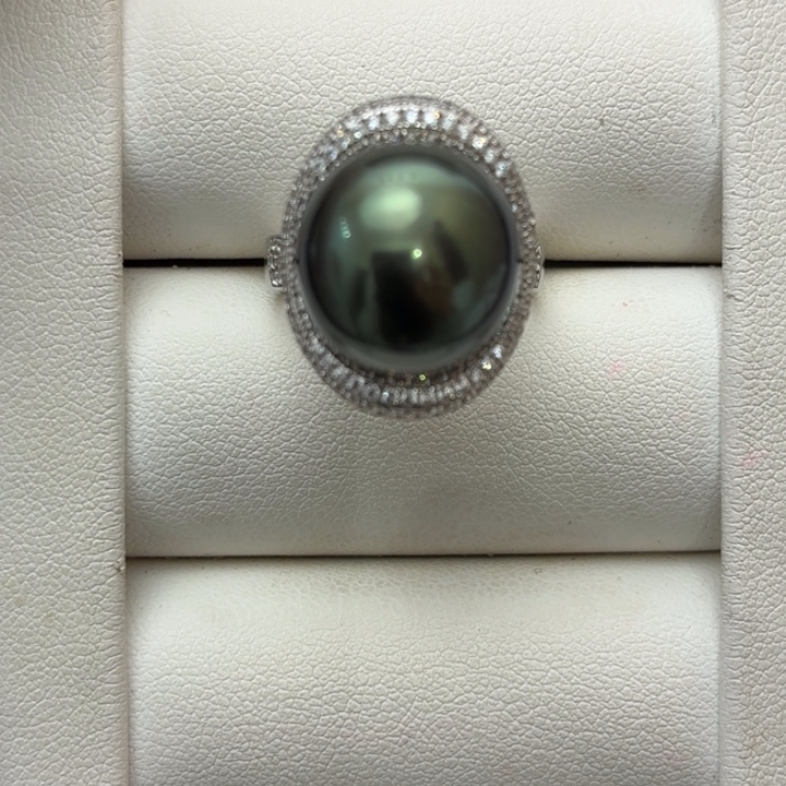 银S925镶嵌海水珍珠戒指