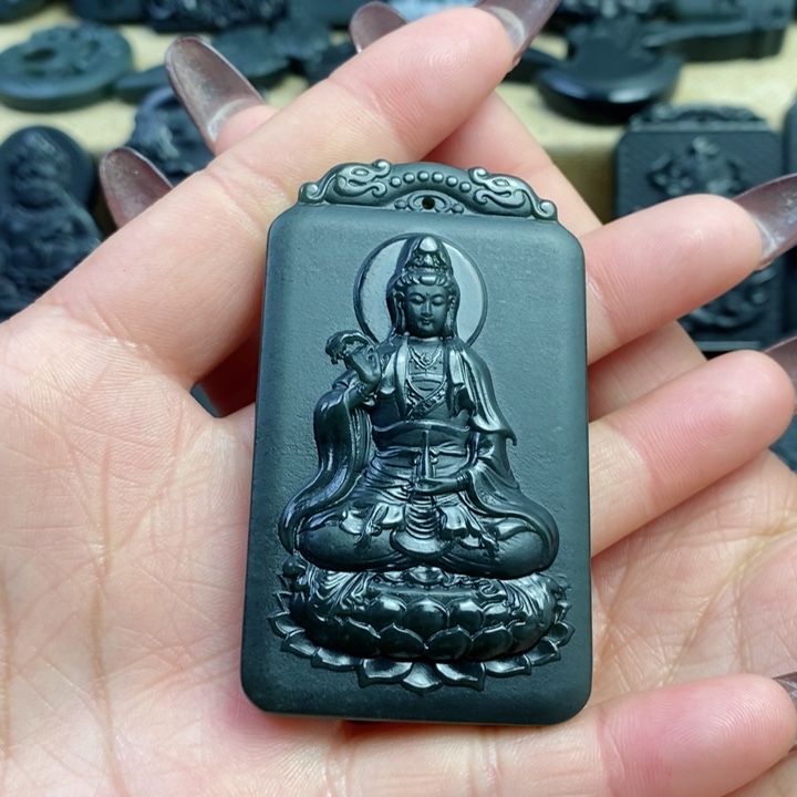 和田玉（青玉）颈饰未镶嵌༄****༃双面雕刻