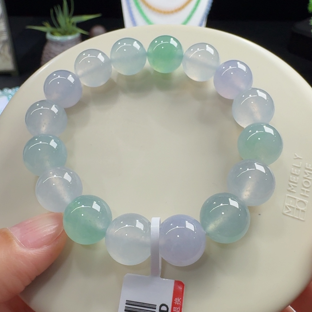 翡翠未镶嵌手链果冻超纯马卡龙多宝单圈12.6mm
