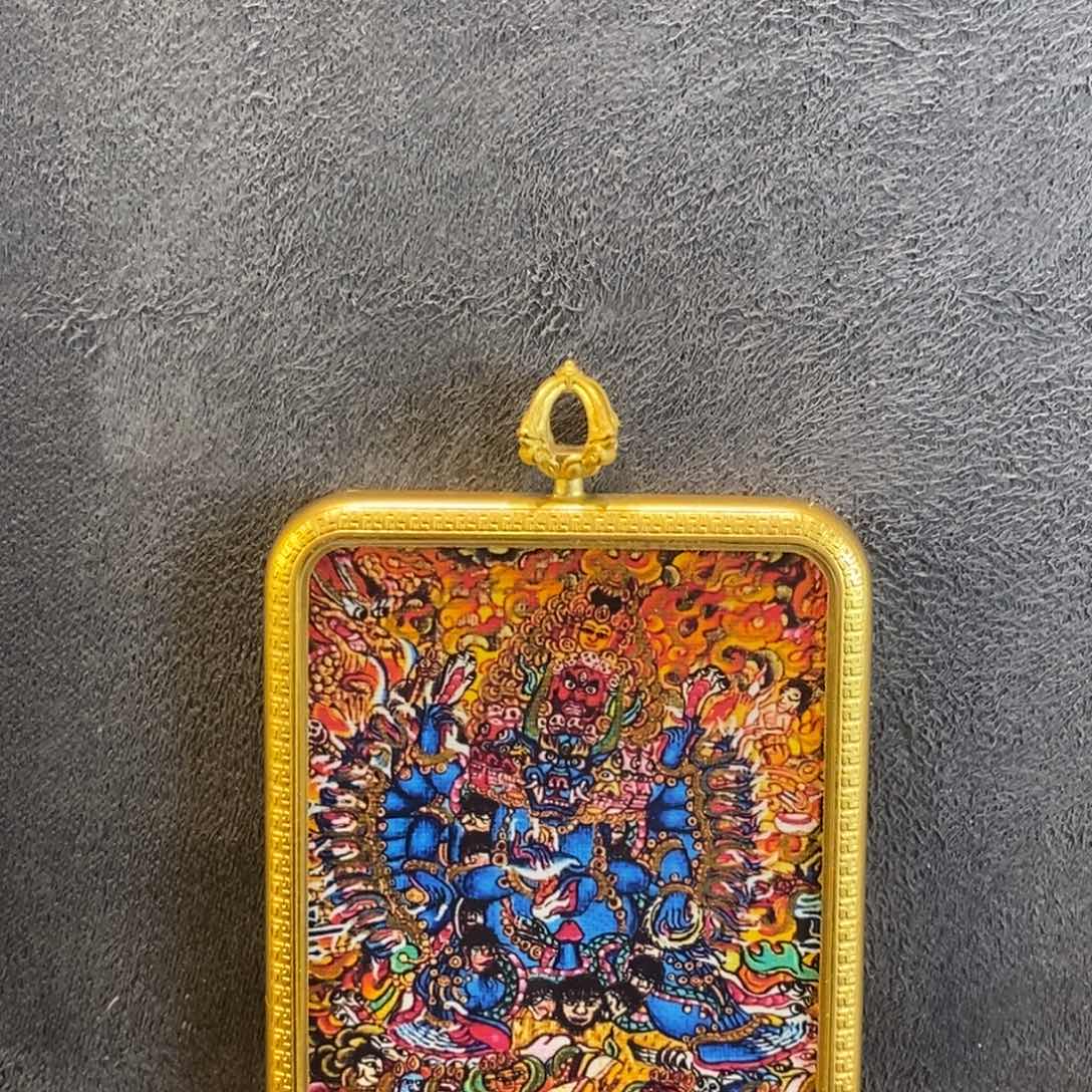 吊坠大威德脖挂手绘唐卡