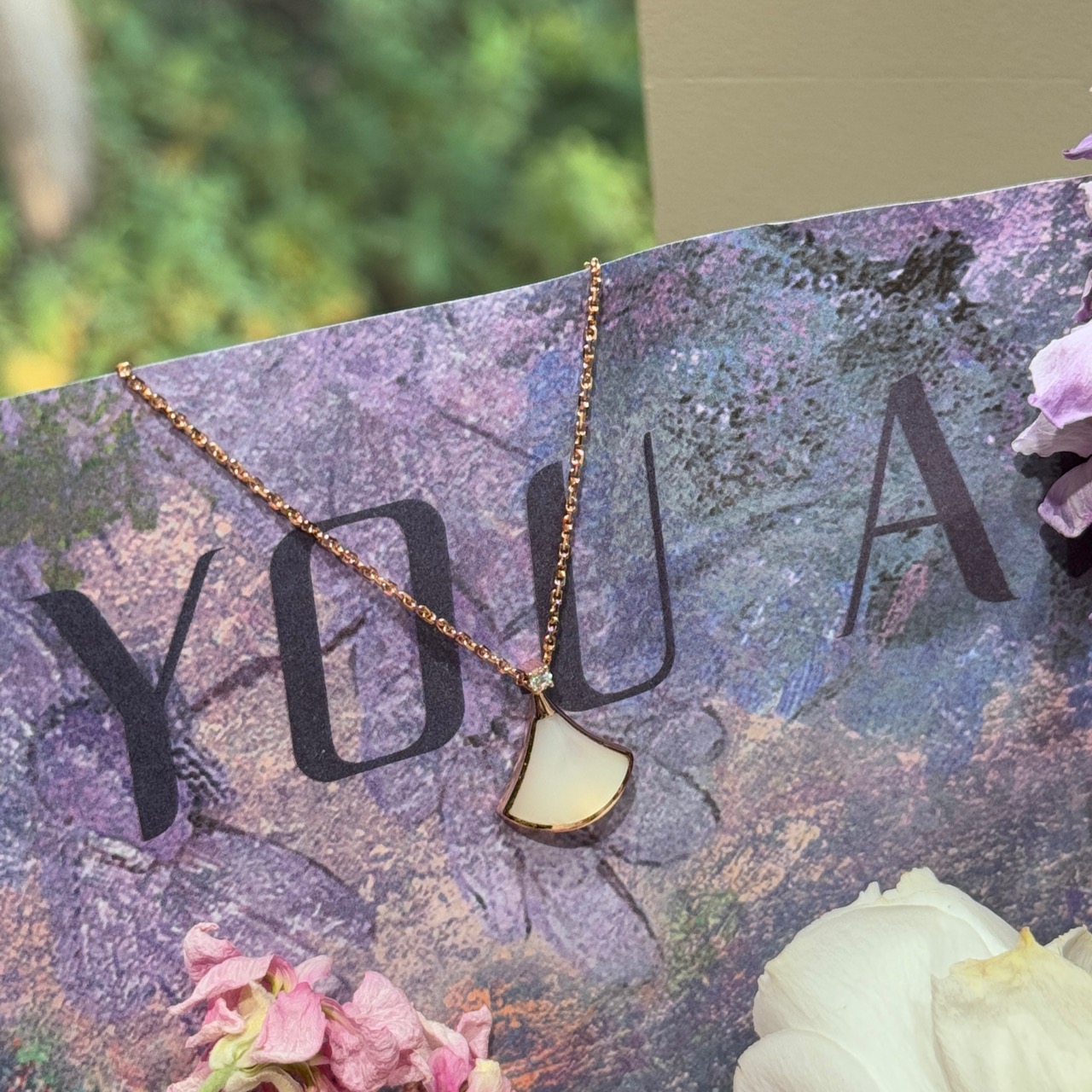 全新未使用 BVLGARI/宝格丽  Bvlgari 白贝母项链 玫瑰金 大全套 