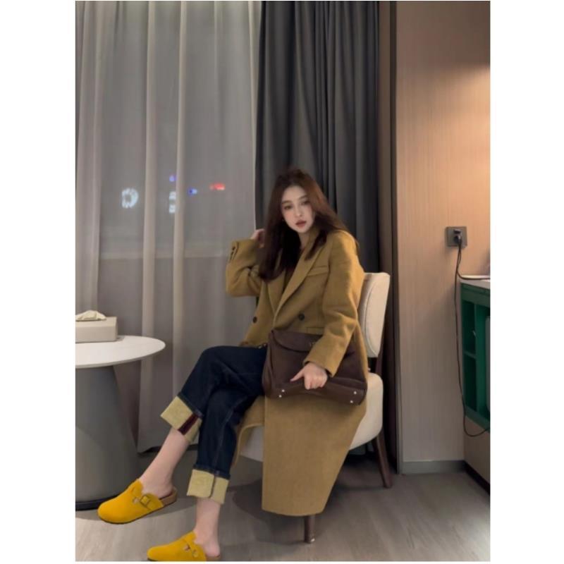 J21 双面手工绵羊毛大衣~宽松气质时尚休闲百搭大衣外套 DJ2102