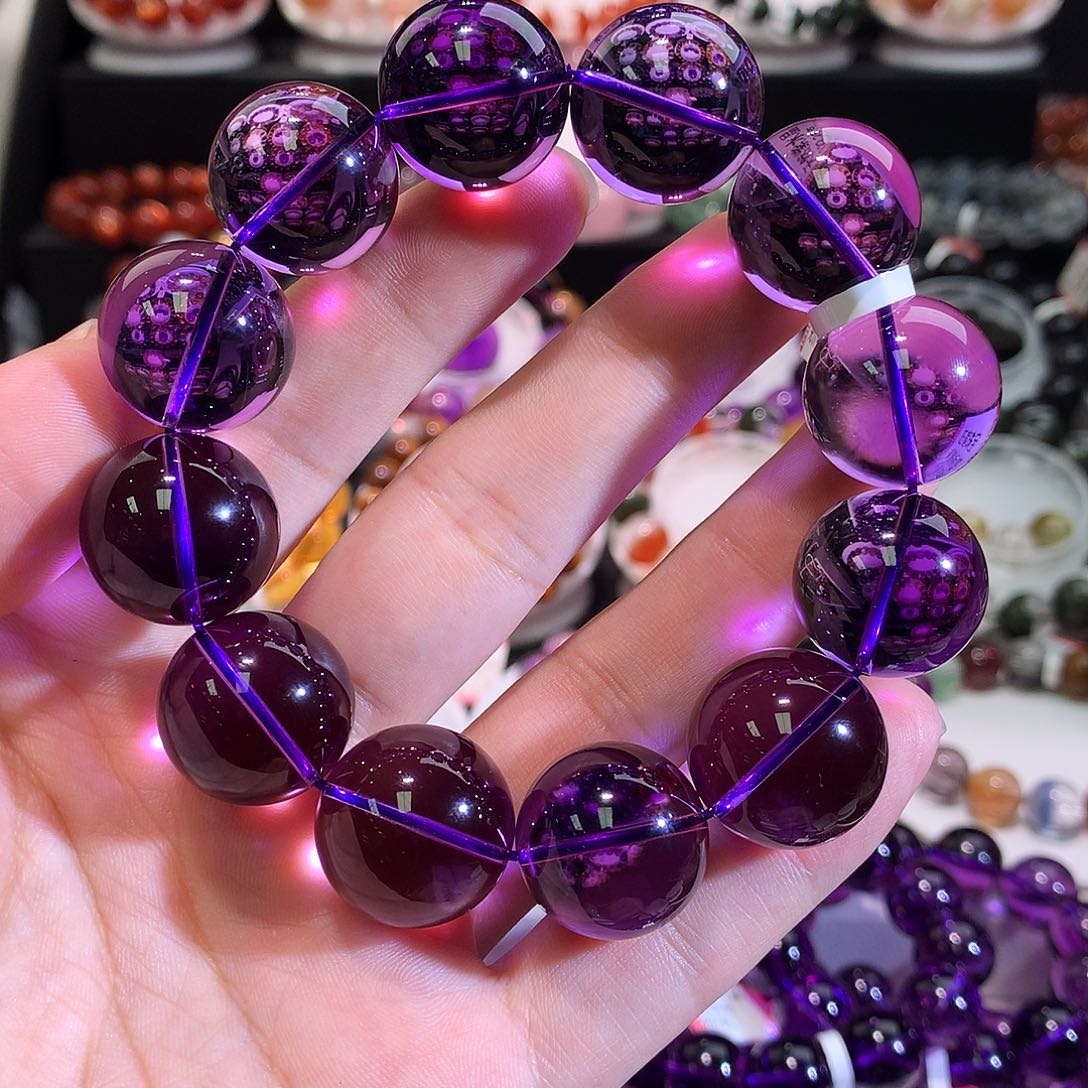 手链未镶嵌水晶巴西紫水晶深紫色19.5+