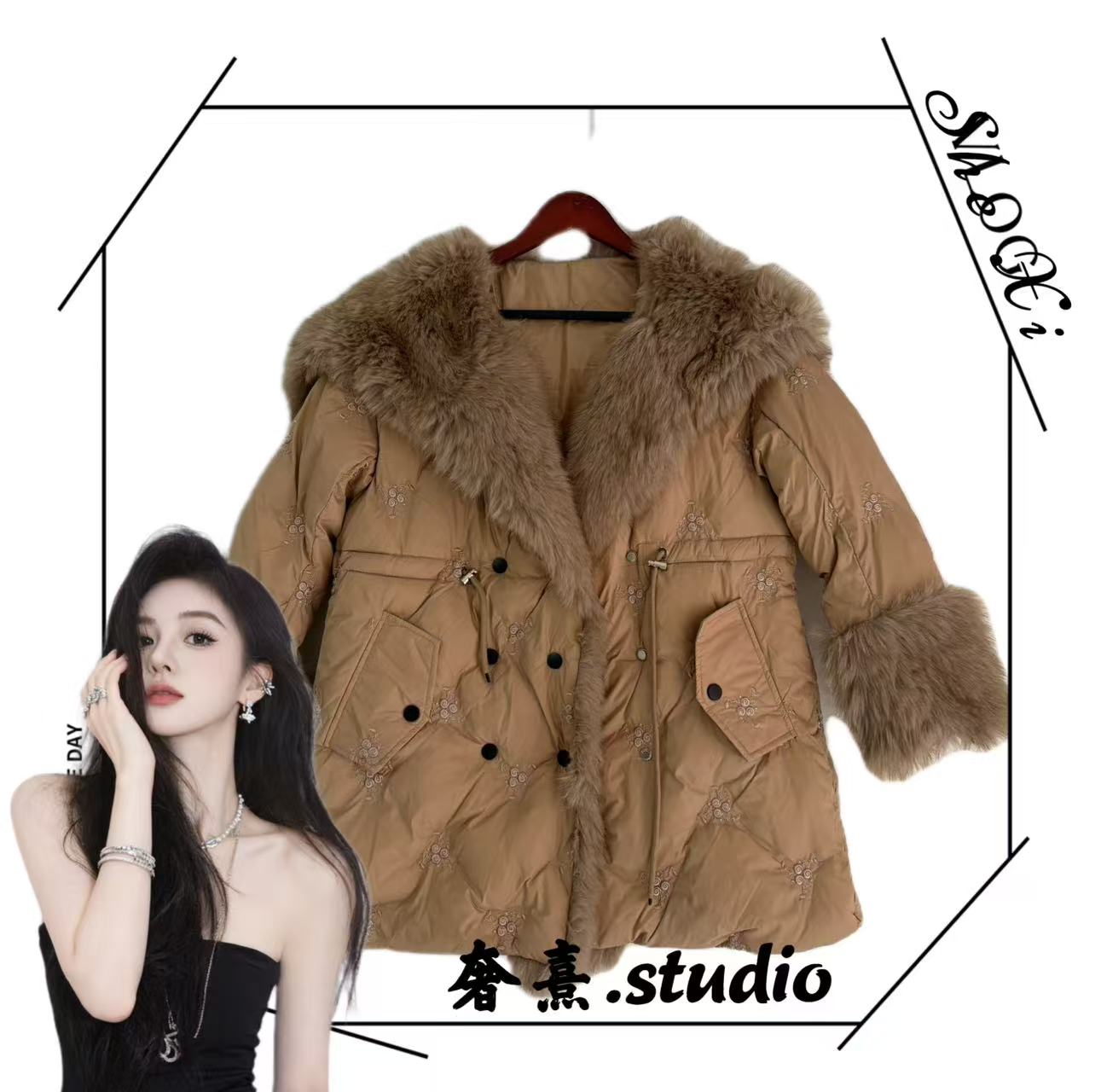 人造皮草 8804秋冬女常规款女士修身型网红冬季短外套气质短款
