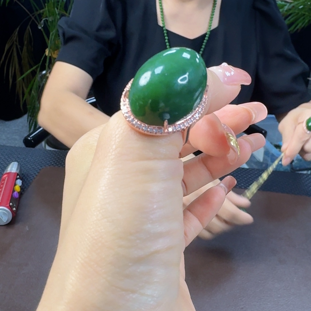 合金戒指和田玉（碧玉）25 18