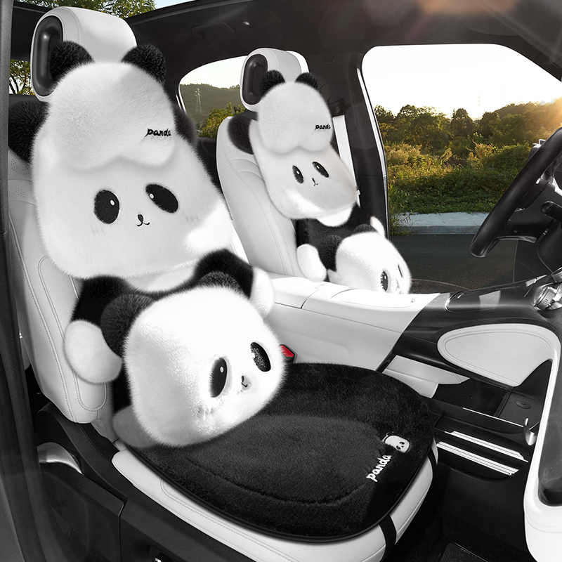 喵街汽车座垫冬季加绒保暖可爱卡通新款耐脏防滑半包坐垫套车垫