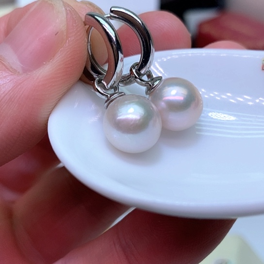 淡水珍珠耳饰银S925镶嵌