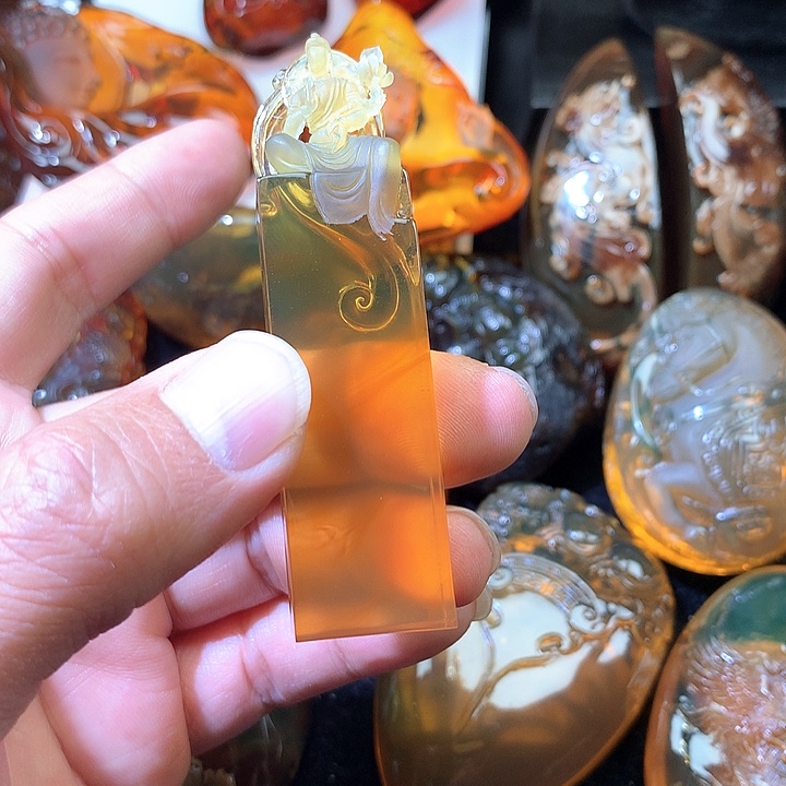 ****寶琥珀未镶嵌裸石无相佛印章