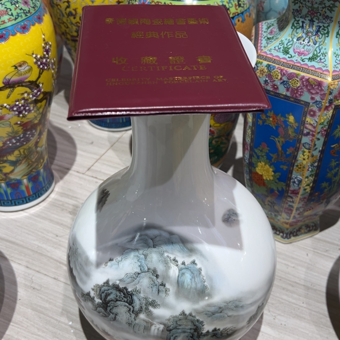 好***六陶摆件两个36cm深谷幽隐赏瓶