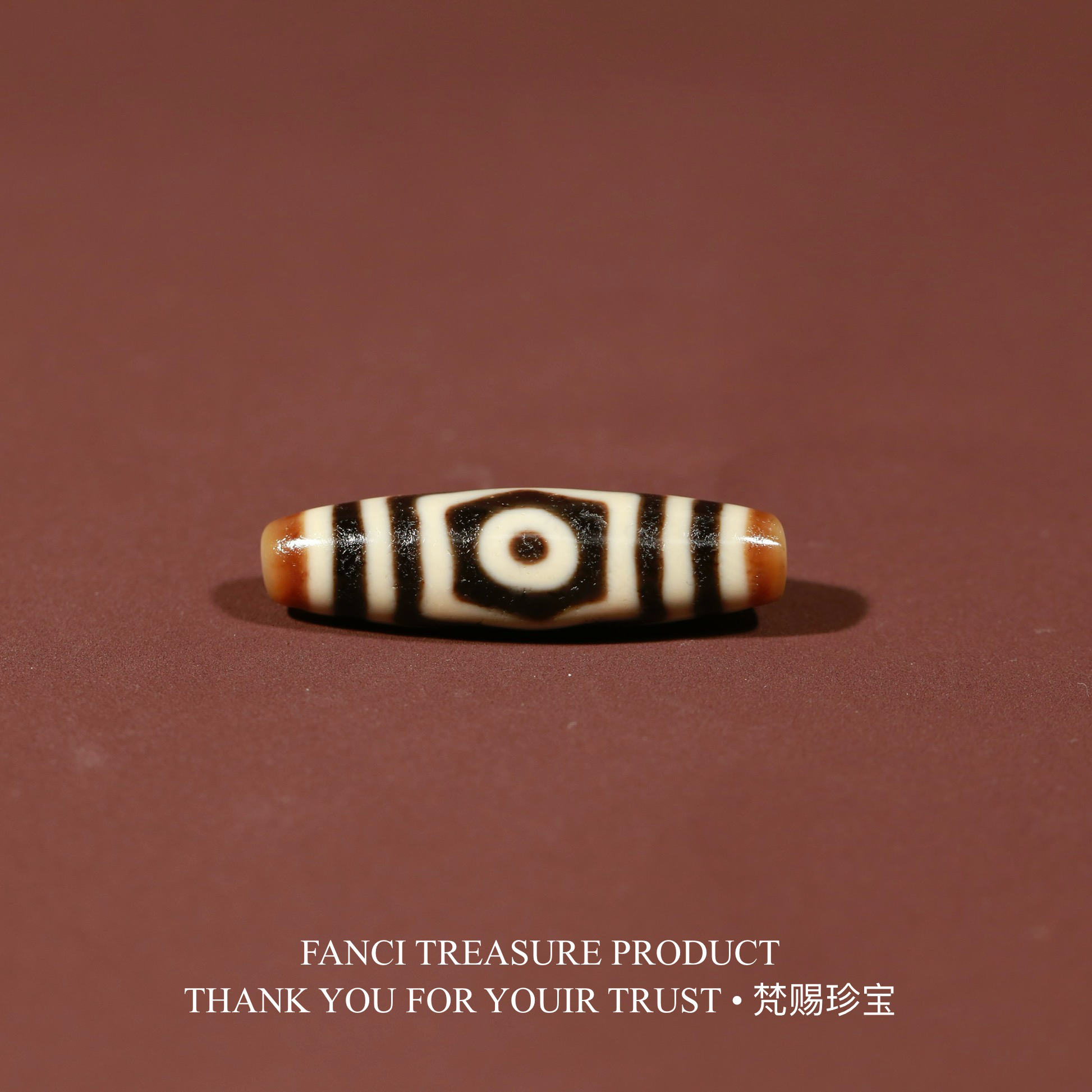 梵赐珍宝·【上肯老超顶料】一代老台湾宝盖三眼40.8x11.1mm天珠