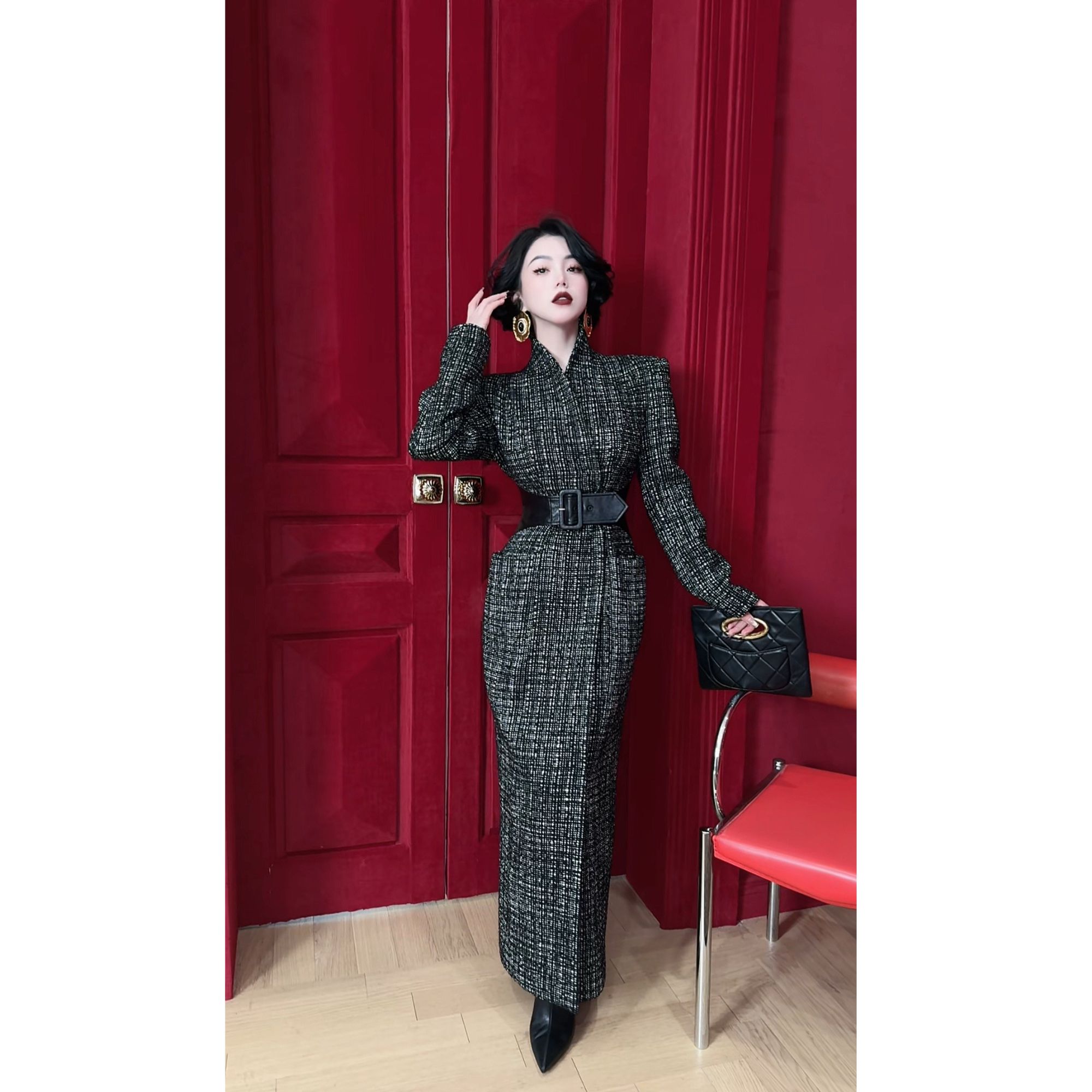 LYXJ【莫扎特序曲】高级定制限量发售大衣外套冬季腰部拼皮12559