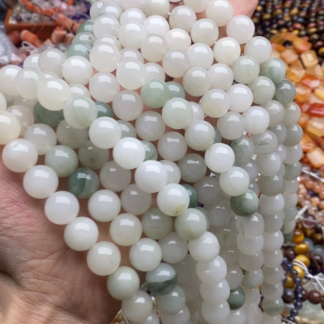 玛瑙/玉髓未镶嵌珠宝半成品一条微瑕纯天然12mm天山翠圆珠