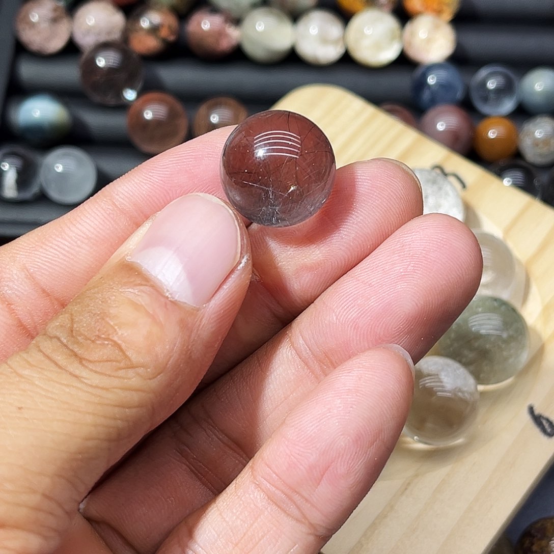 兔毛单珠未镶嵌水晶17.7mm蓝钢丝