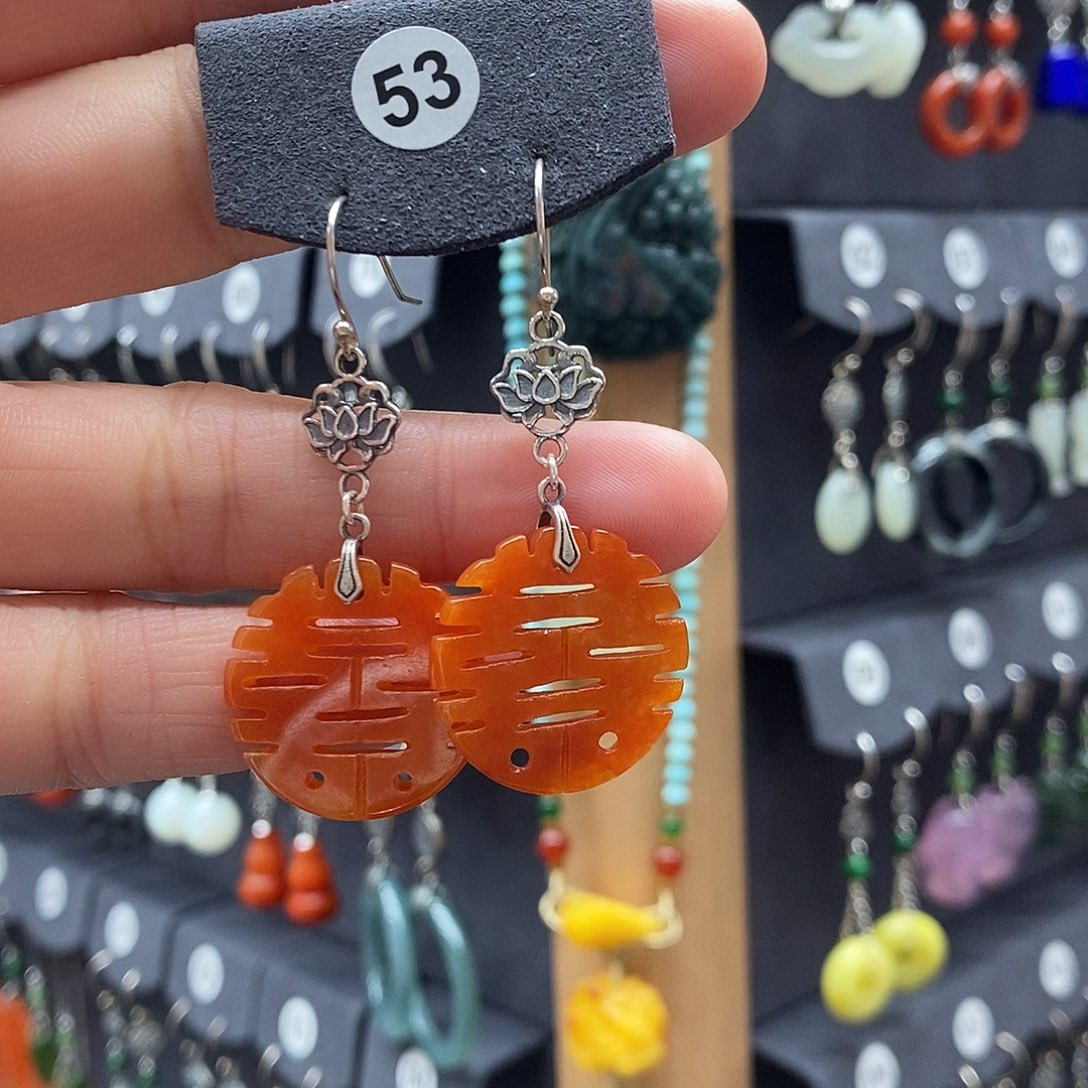 翡翠银S925镶嵌耳饰