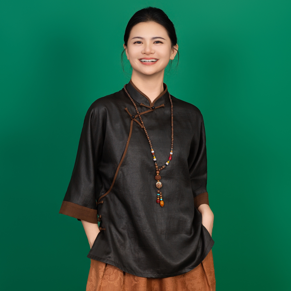 【沉香】香云纱素绉缎新中式简约百搭上衣国风国潮透气250401