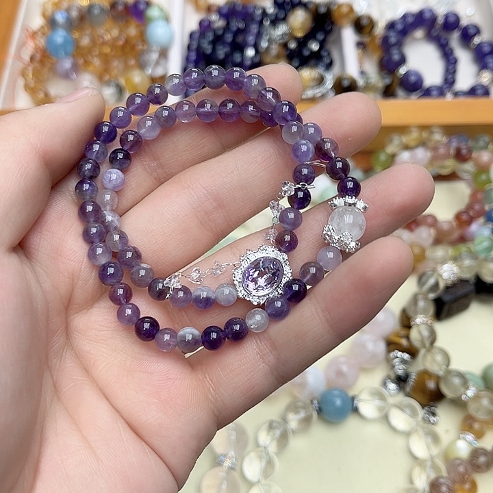 水晶手链未镶嵌双圈紫水
