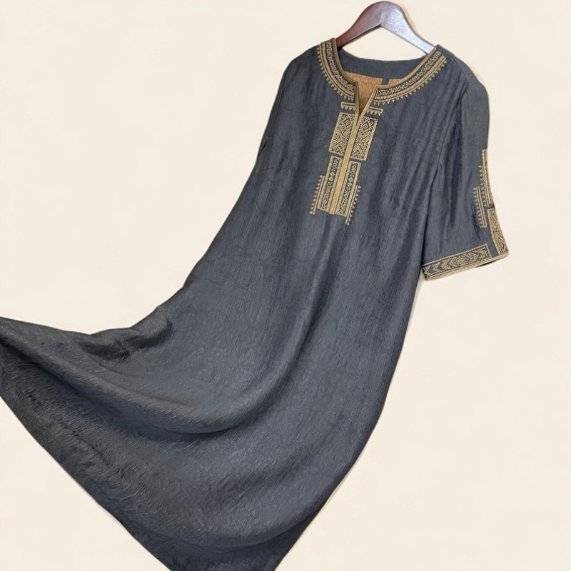 正品原创高端夏季新款重工刺绣气质减龄宽松遮肉连衣裙