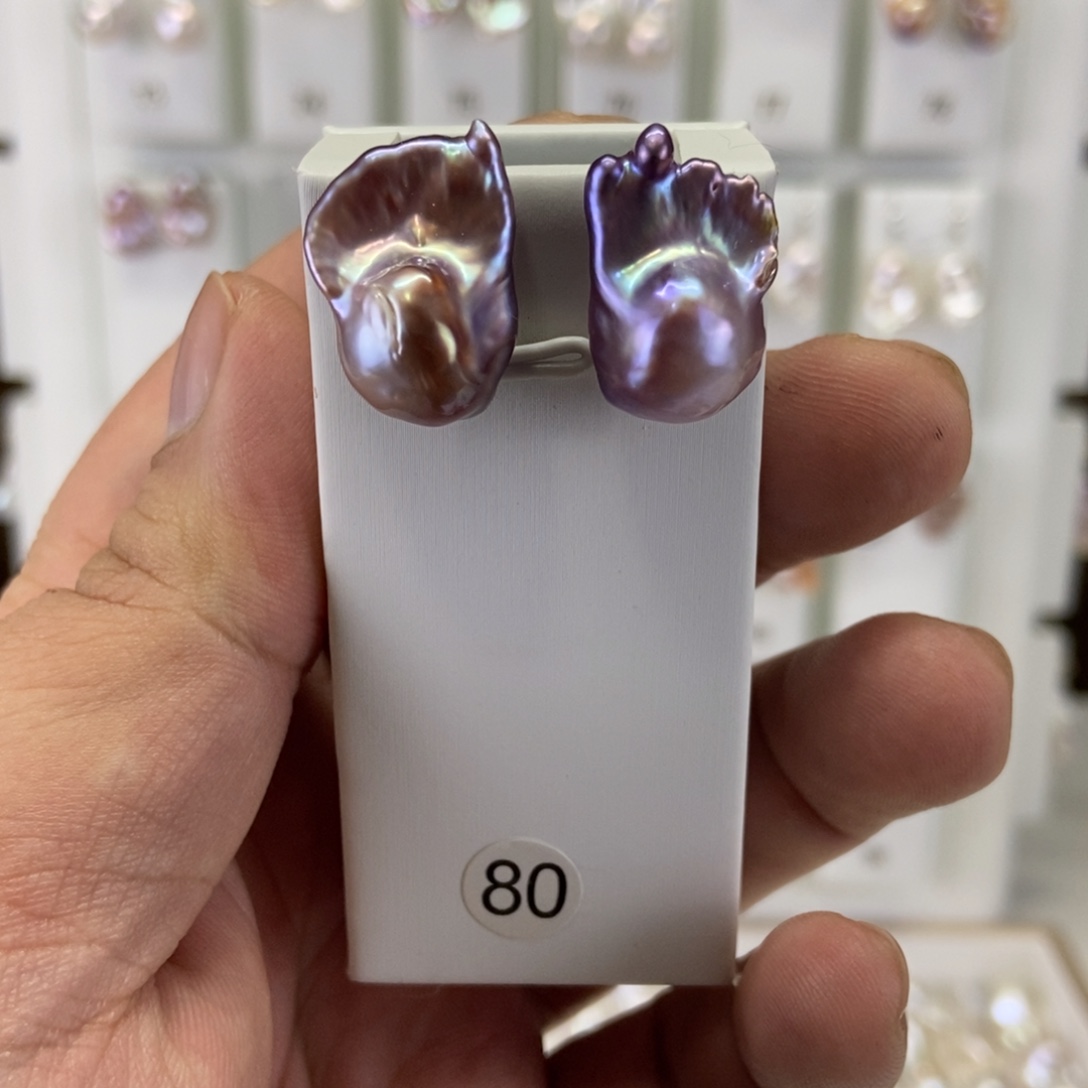 耳饰银S925镶嵌淡水珍珠