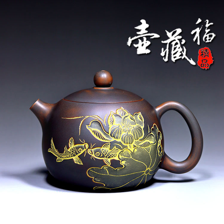西施壶藏福钦州坭兴陶茶壶茶具全纯手工精品中式复古泡茶精选陶瓷