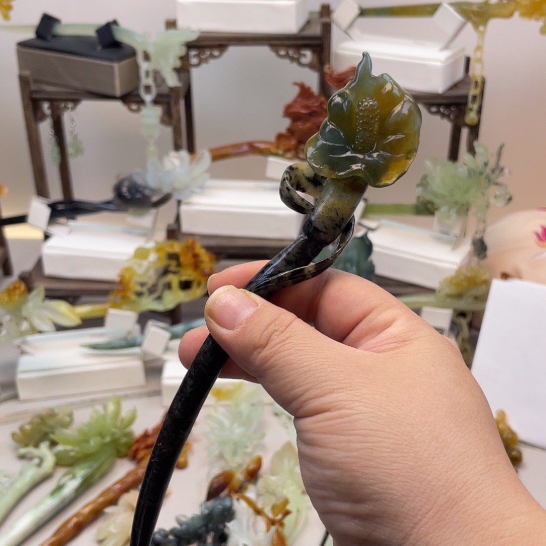 蛇纹石玉合金发饰