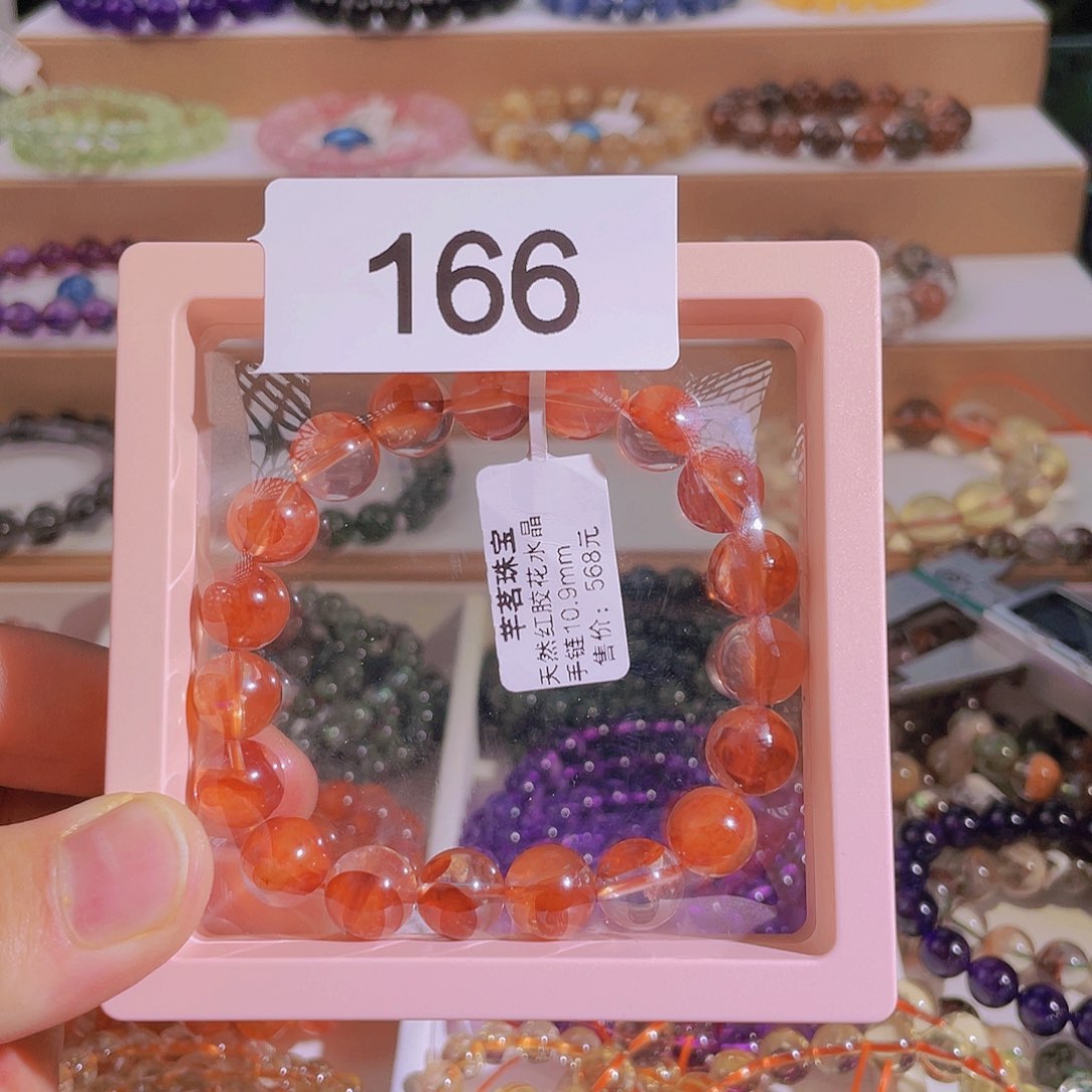 水晶手链未镶嵌魔**淇红胶花