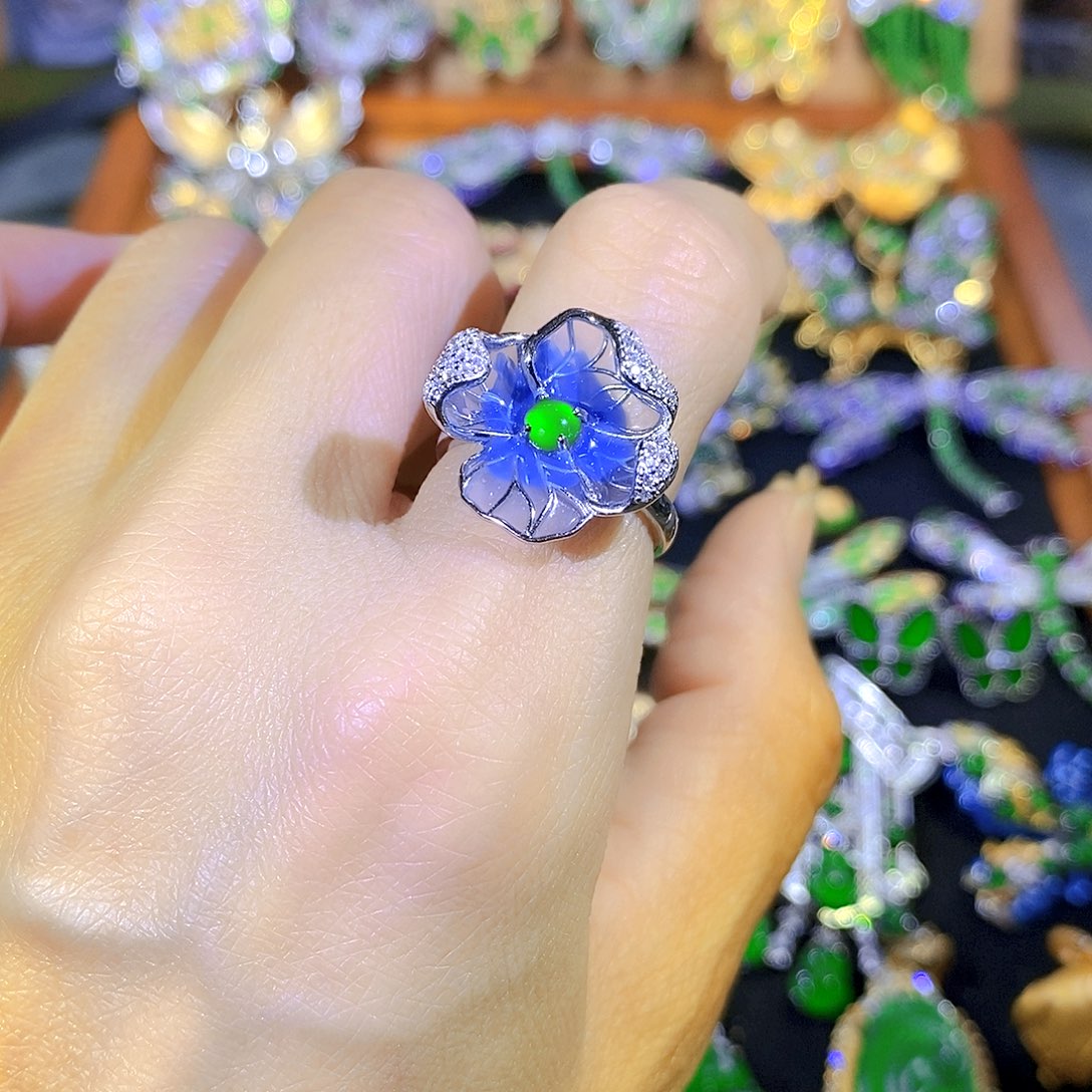 吊坠(不含链)银S925镶嵌翡翠