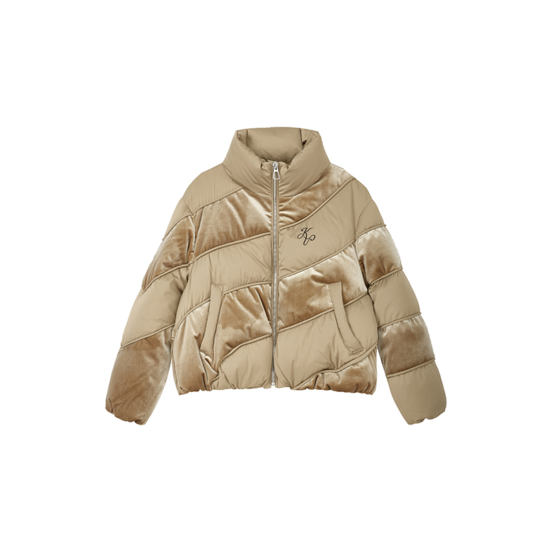 【达人专属】美拉德丝绒拼接羽绒服横条设计感上衣女X10AYS8760