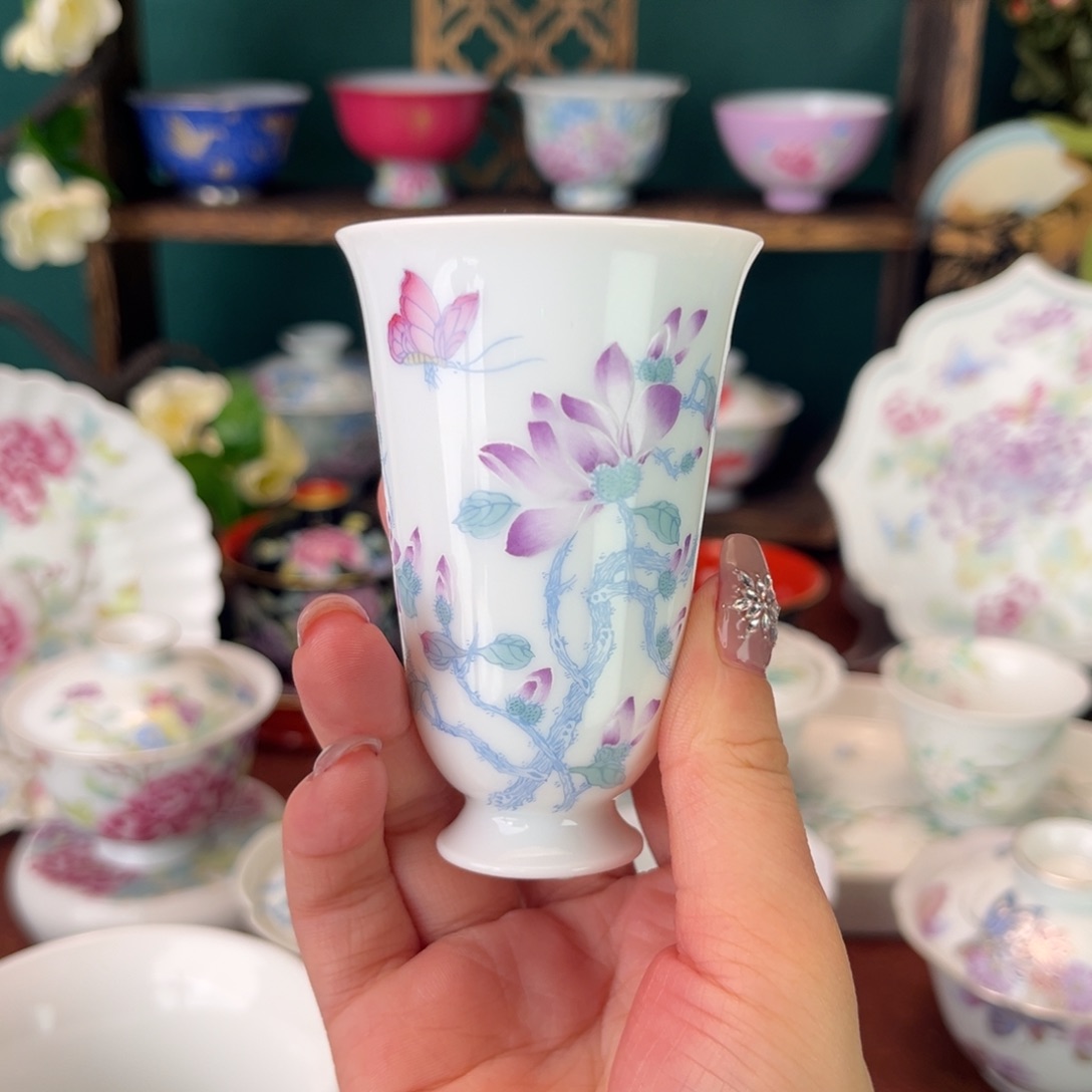 摆件陶景德镇陶瓷茶杯手绘