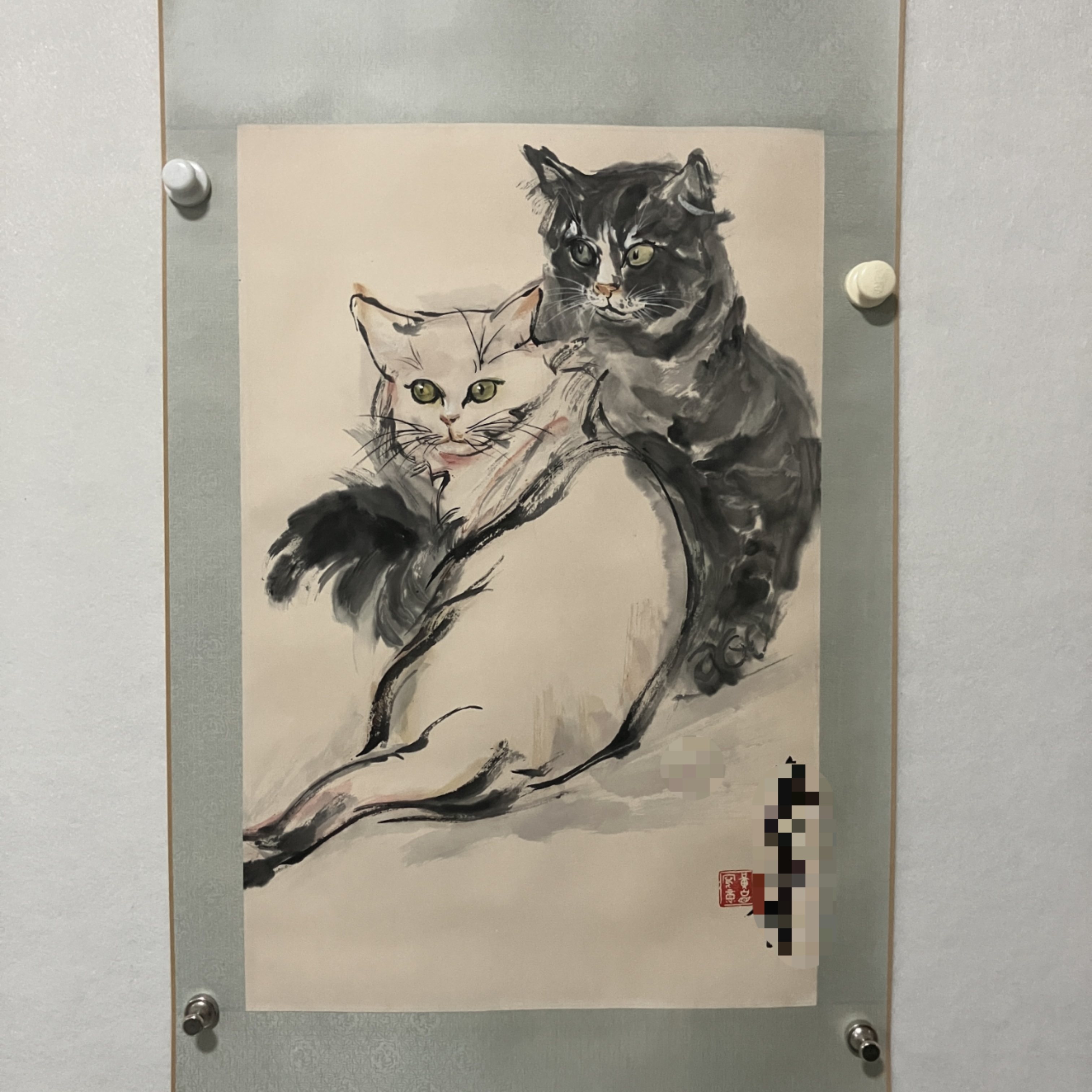 4720  两只猫 44×67纸本设色立轴
