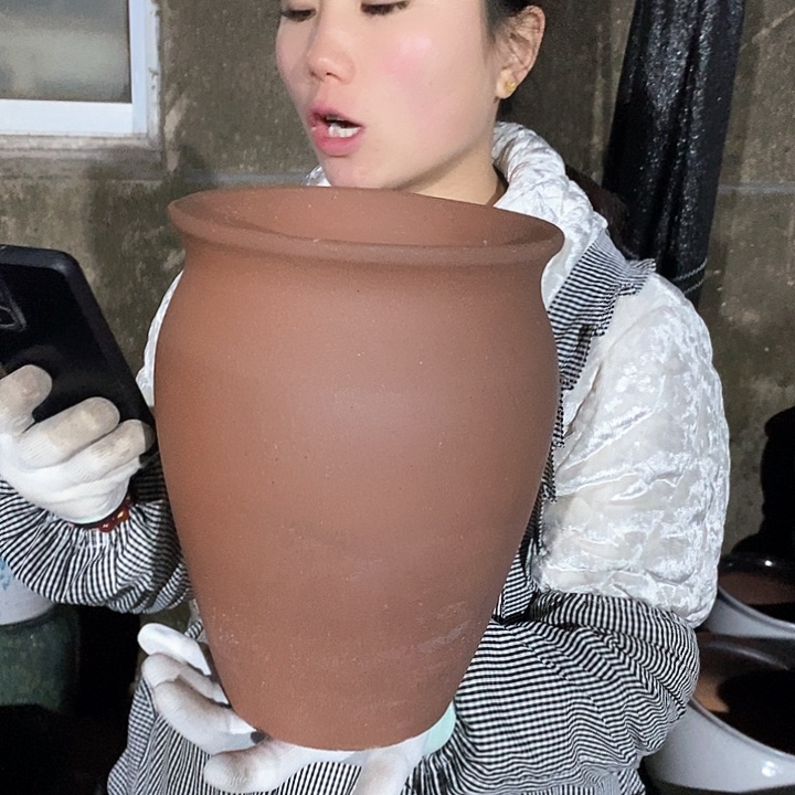 紫砂花盆瑕疵口20高25