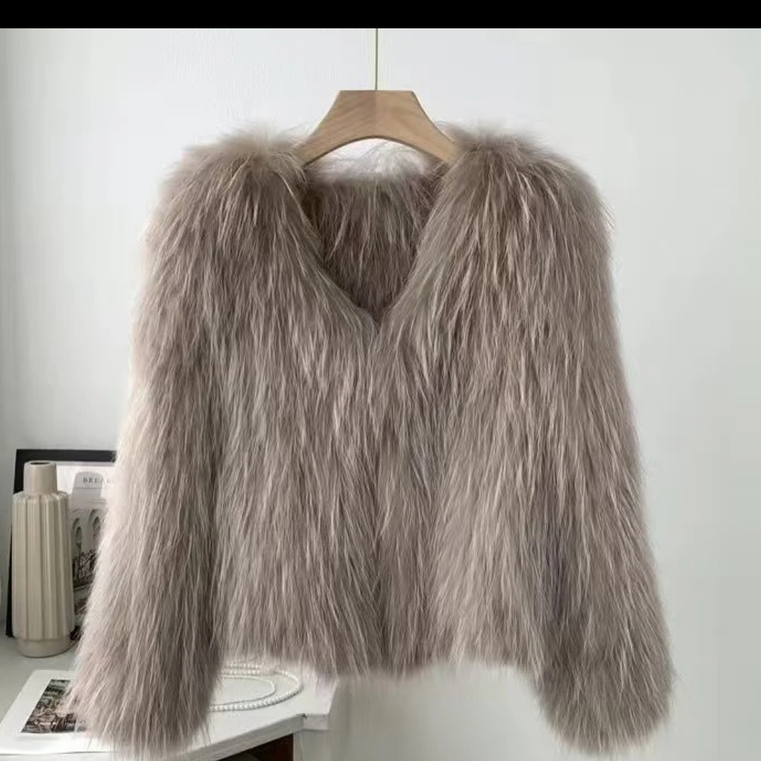 2025貉子毛双面编织外套百搭