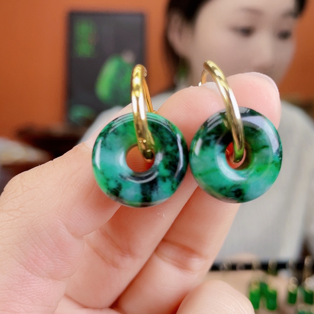 翡翠未镶嵌耳饰饰品