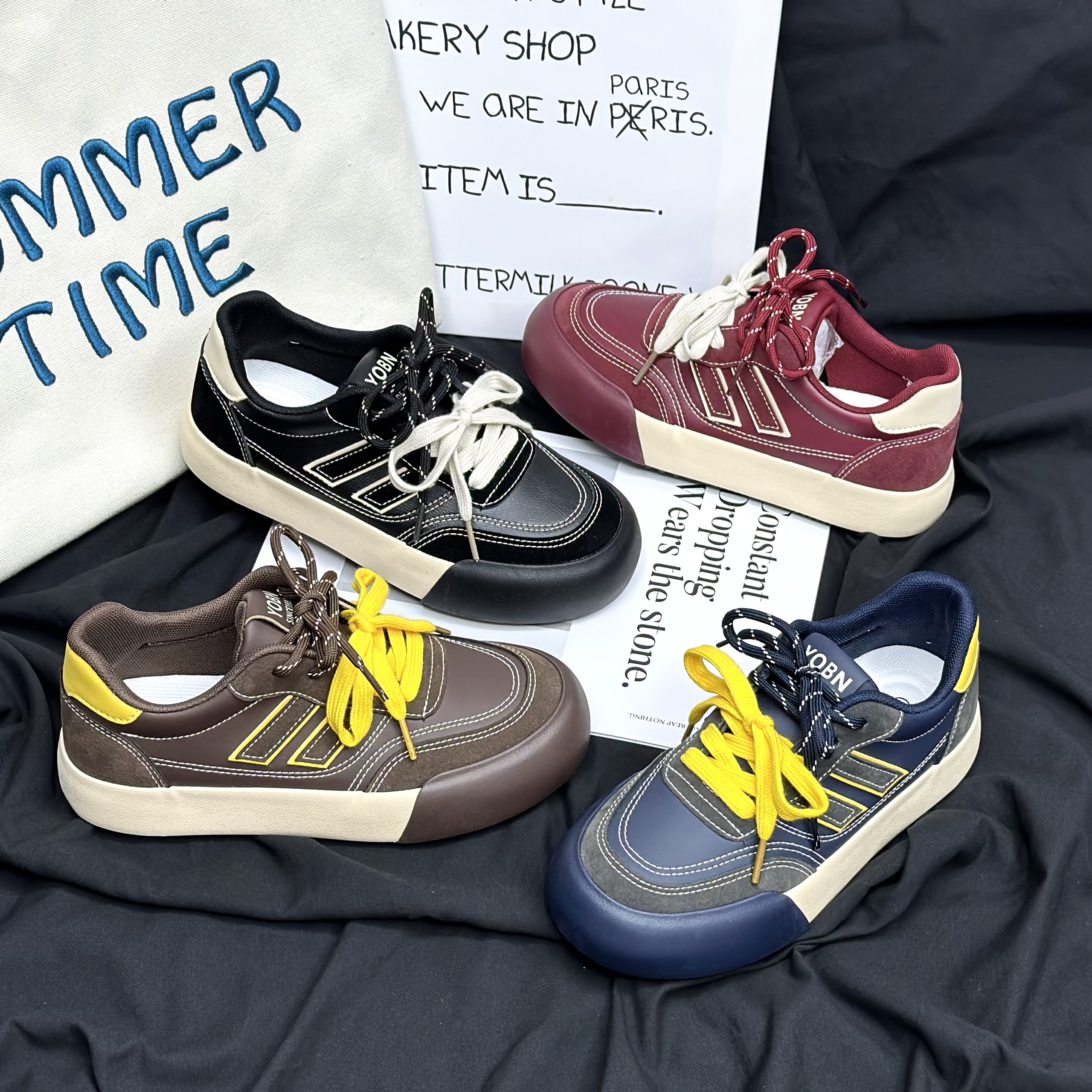 牧小梵【不加绒】低帮秋冬皮面”百搭板鞋系带设计感潮鞋小众休闲鞋