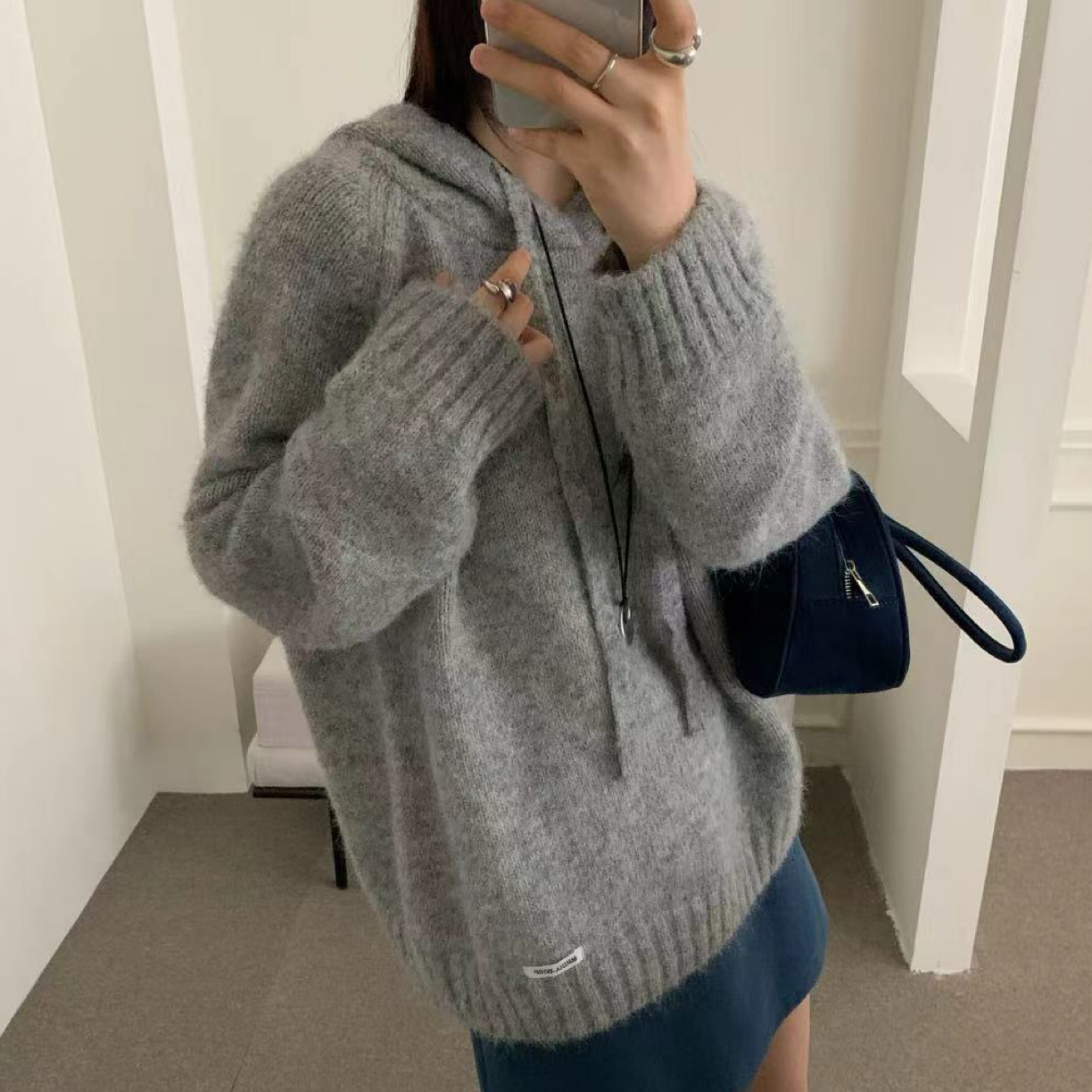 【实体店品质】孕妇装秋冬季新款宽松韩系羊驼绒加厚版连帽毛衣