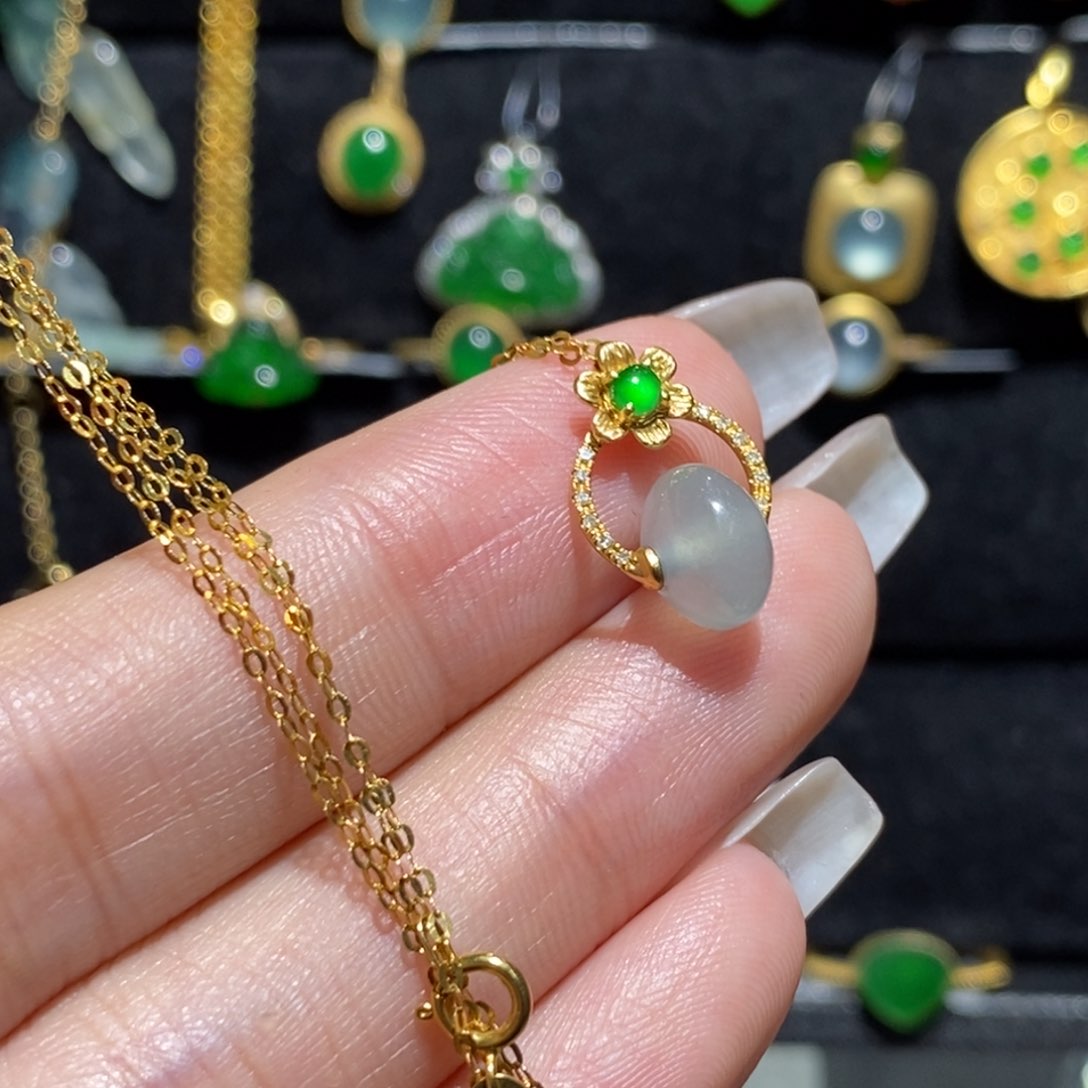 翡翠颈饰18K金镶嵌23567